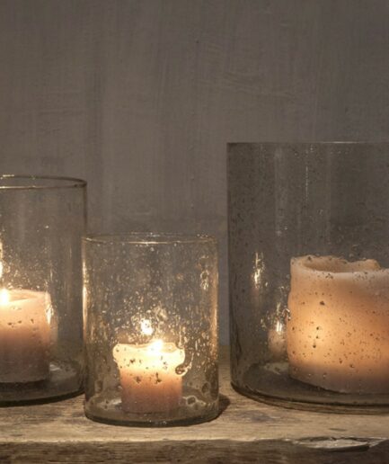 Photophore en verre avec bulles  M
